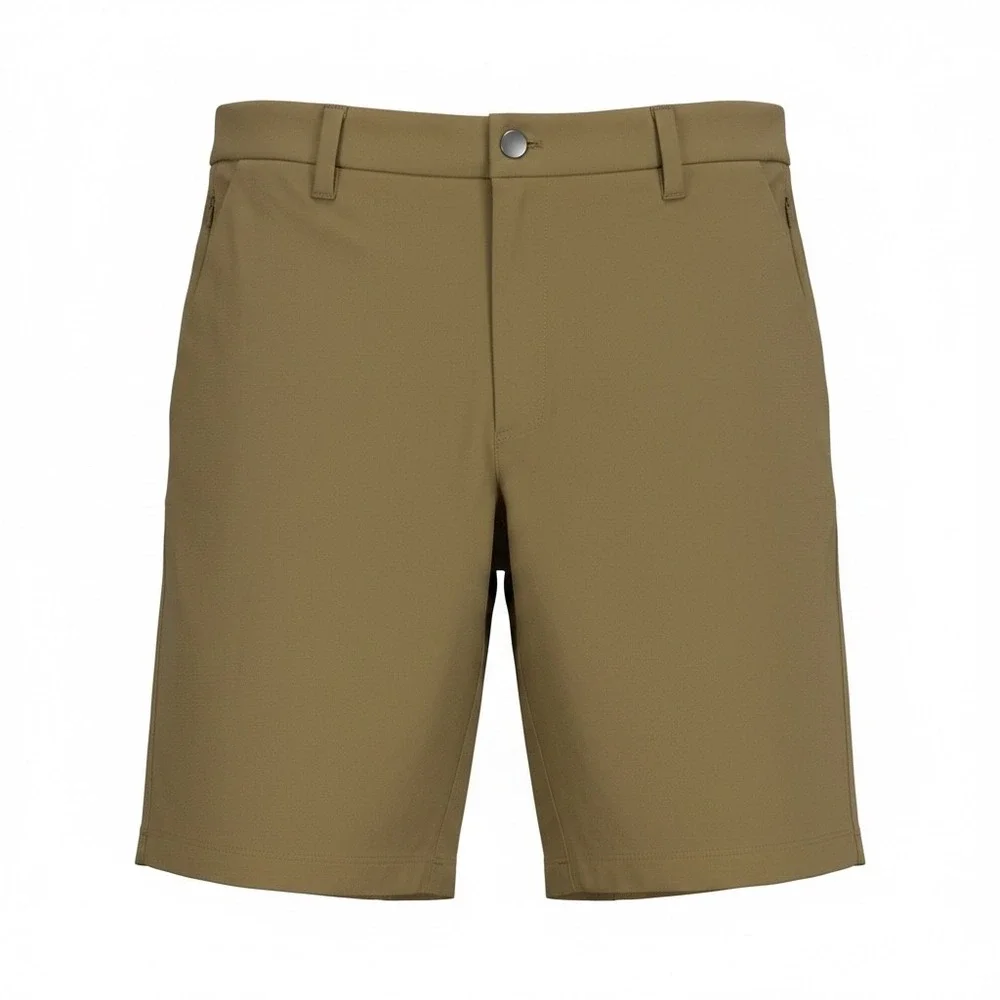 CRZ YOGA Mens Golf Shorts 33W Khaki Sand Performance Flat Front NS00259 NEW